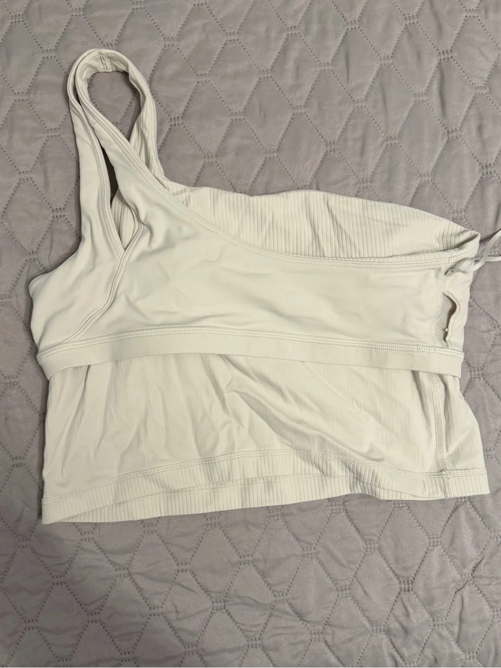 Lululemon Ribbed Nulu Asymmetrical Yoga Tank Top Off White - Size 10